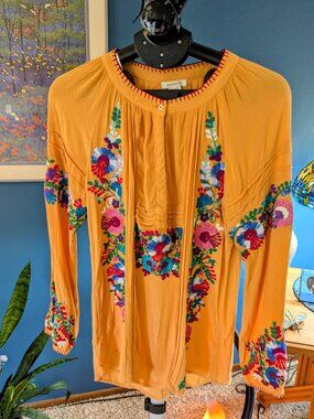 Sundance Floral Embroidered Boho Blouse size M